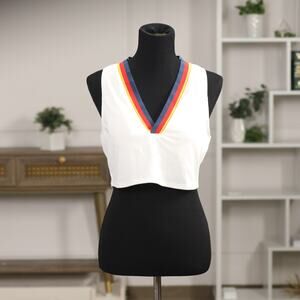 🤍 Sperry White Ribbed Cropped Tank  Size Large– NWOT 🤍